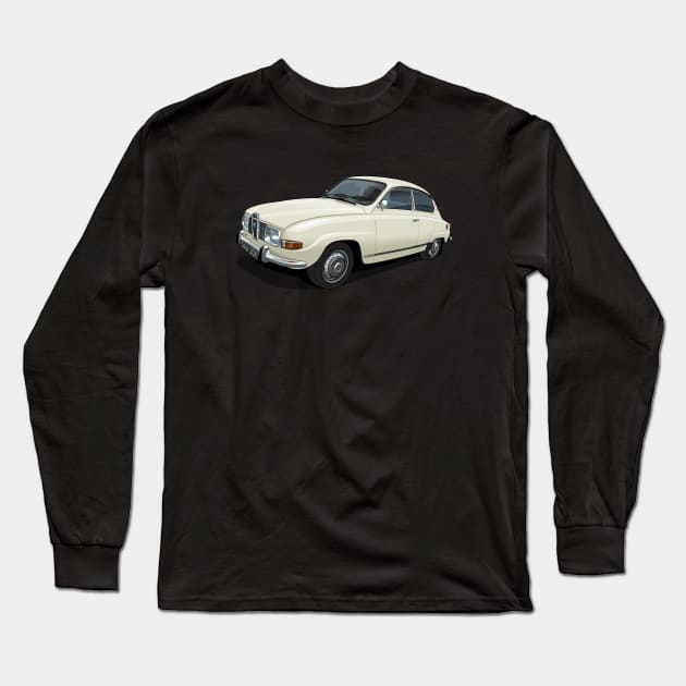 1971 Saab 96 saloon in polar white Long Sleeve T-Shirt by candcretro